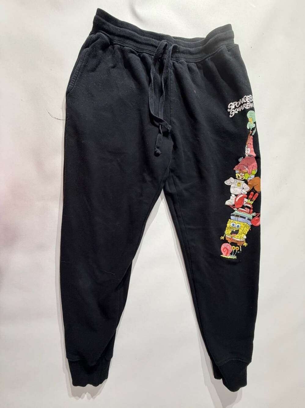 SpongeBob SquarePants M Black Jogger Sweatpants Graphic Fleece